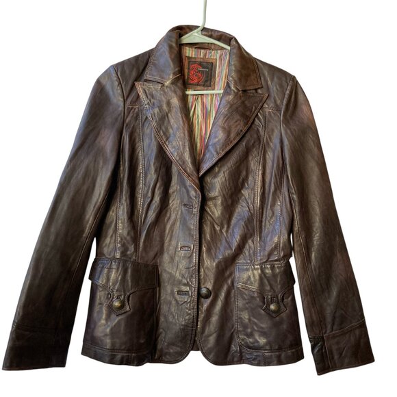 Vintage French Redskins Brown Patina Leather Jacket Size M Glove Soft Read! - Picture 1 of 16